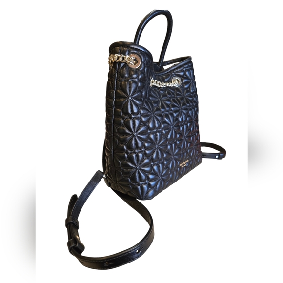 Kate Spade New York Quilted Leather Bloom Chain Strap Backpack Handbag in BLK - Picture 5 of 13